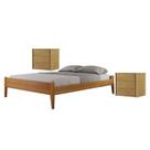 Conjunto Quarto de Casal Cama Queen Madeira Maciça e 2 Mesas de Cabeceira 3 Gavetas Unique