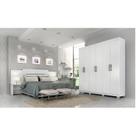 Conjunto Quarto de Casal com Guarda Roupa 6 Portas Clara Cabeceira Extensível Mila Branco Conjunto Quarto de Casal com Guarda Roupa 6 Portas Clara Cabeceira Extensível Mila Branco