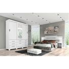 Conjunto Quarto de Casal Guarda Roupa com Espelho Luiza Cabeceira Extensível Mila Conjunto Quarto de Casal Guarda Roupa com Espelho Luiza Cabeceira Extensível Mila