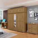 Conjunto Quarto: Guarda-Roupa 10 Portas, Escrivaninha, Cômoda 4 Gavetas Topázio Freijó Madeira Pinus - Finestra