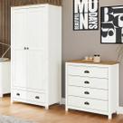 Conjunto Quarto Guarda-Roupa 2 Portas, Cômoda 4 Gavetas Branco/Freijó Topázio Madeira Pinus - Finestra