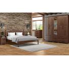 Conjunto Quarto: Guarda-Roupa 5 Portas Cama Queen Cômoda 4 Gavetas 2 Mesas Cabeceiras Café Ouro Madeira Pinus - Finestra