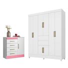 Conjunto Quarto Guarda Roupa e Comoda Terni Branco