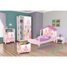 Conjunto Quarto Infantil Guarda Roupa 2 Portas Cômoda e Mesa de Cabeceira Lara e Cama Casa Princesa Conjunto Quarto Infantil Guarda Roupa 2 Portas Cômoda e Mesa de Cabeceira Lara e Cama Casa Princesa