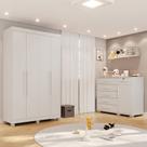 Conjunto Quarto Infantil Guarda-roupa 4 Portas e Cômoda 6 Gavetas Sofia Espresso Móveis