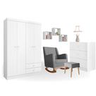 Conjunto Quarto Infantil Louise Branco C/Poltrona de Amamentação Áquila - AJL Móveis