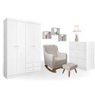 Conjunto Quarto Infantil Louise Branco C/Poltrona de Amamentação Áquila - AJL Móveis Conjunto Quarto Infantil Louise Branco C/Poltrona de Amamentação Áquila - AJL Móveis