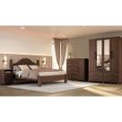 Conjunto Quarto Ouro Café: Guarda-Roupa 4 Portas, Cama Casal, Cômoda Sapateira e 2 Mesas Cabeceiras Madeira Pinus