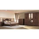 Conjunto Quarto Ouro Café: Guarda-Roupa 6 Portas, Cama Casal, Cômoda Sapateira e 2 Mesas Cabeceiras Madeira Pinus