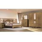 Conjunto Quarto Ouro Freijó: Guarda-Roupa 5 Portas, Cama Queen, Cômoda Sapateira e 2 Mesas Cabeceiras Madeira Pinus