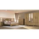 Conjunto Quarto Ouro: Guarda-Roupa 6 Portas, Cama Queen, Cômoda Sapateira e 2 Mesas Cabeceiras Freijó Madeira Pinus
