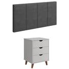Conjunto Quarto Solteiro Cabeceira de Cama 0,90 cm + Mesa de Cabeceira Grecia Plus