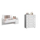 Conjunto Quarto Solteiro Cômoda 6 Gavetas e Penteadeira Camarim com Espelho Espresso Móveis Conjunto Quarto Solteiro Cômoda 6 Gavetas e Penteadeira Camarim com Espelho Espresso Móveis