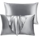 Conjunto Queen Size Pillow BHZ, 2 estojos de cetim, cinza refrescante