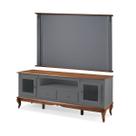Conjunto Rack 60503 + Painel 50513 para Sala Pés Luiz XV 2 Gavetas 2 Portas e Nicho Linz Móveis - Cinza/Imbuia Glazer