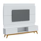 Conjunto Rack para Sala de Estar Retrô 2 Gavetas com Painel Estante Suspenso para TV de aé 56 Polegadas Classic 1.8 - Branco