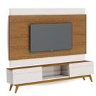 Conjunto Rack para Sala de Estar Retrô 2 Gavetas com Painel Estante Suspenso para TV de aé 56 Polegadas Classic 1.8 - Freijó/Off