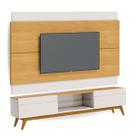 Conjunto Rack para Sala de Estar Retrô 2 Gavetas com Painel Estante Suspenso para TV de aé 56 Polegadas Classic 1.8 - Nature/Off