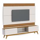 Conjunto Rack para Sala de Estar Retrô 2 Gavetas com Painel Estante Suspenso para TV de aé 56 Polegadas Classic 1.8 - Off/Freijó