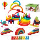 Conjunto Rainbow Stack de madeira genérico de 45 peças para crianças de 3 anos ou mais Conjunto Rainbow Stack de madeira genérico de 45 peças para crianças de 3 anos ou mais