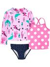 Conjunto Rashguard Simple Joys by Carter's Girls, 3 peças, 2T, azul marinho