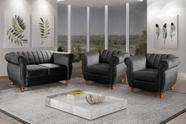 Conjunto Realeza Sofá com Poltronas Chesterfield Decoração Preto