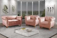 Conjunto Realeza Sofá com Poltronas Chesterfield Decoração Rosa Rose Conjunto Realeza Sofá com Poltronas Chesterfield Decoração Rosa Rose