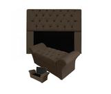 Conjunto Recamier Baú Veneza e Cabeceira Mirage Solteiro 90 cm Corano Marrom - INCASA DECOR