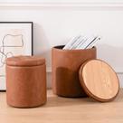 Conjunto redondo Ottoman Oakvivo de 2 material sintético com armazenamento marrom