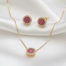 Conjunto redondo pedras rosa