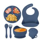 Conjunto Refeição Introdução Alimentar Prato Copo Babador Talher Bebê Infantil 6 Peças