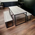 Conjunto Refeitório Industrial Mesa 152x78 e 2 Bancos Amantea/Preto REALME