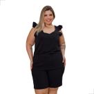 Conjunto Regata Babado Alça Larga e Bermuda Verão Plus Size