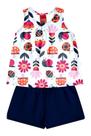 Conjunto Regata Estampado de Bichinhos e Flores Kyly