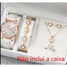 conjunto relogio feminino quartz e joia