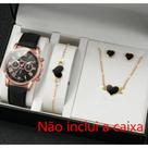 conjunto relogio feminino quartz e joia