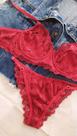 conjunto renda vermelho com sutiã sem bojo, com aro de sustentação sexy delicado