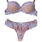 Conjunto Rendado Rosa Fio Duplo Lingerie Luxo Sensual