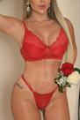 Conjunto Rendado Sem Bojo com Pingente e Calcinha Fio Duplo Vermelho - Conforto e Sensualidade