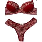 Conjunto Rendado Vermelho Fio Duplo Lingerie Luxo Sensual