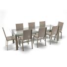 Conjunto Retangular 8 Cadeiras Área Gourmet Alumínio Fendi