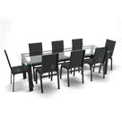 Conjunto Retangular 8 Cadeiras Área Gourmet Alumínio Preto Conjunto Retangular 8 Cadeiras Área Gourmet Alumínio Preto