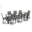 Conjunto Retangular 8 Cadeiras Área Gourmet Alumínio Preto