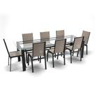 Conjunto Retangular 8 Cadeiras Área Gourmet Alumínio Preto