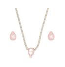 Conjunto riviera com gota light pink fusion banhado a ouro