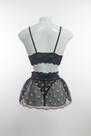 Conjunto Romantic Top em Renda e Saia Transparente com Bordado de Corações Tamanho:MCor:Preto