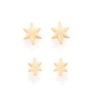 Conjunto rommanel brincos banhado ouro 3x 24k 18k e 22k femininos segundo furo estrela 526219