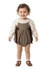 Conjunto Romper Bebê Xadrez Marrom Vintage Festa Papilloo