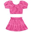 Conjunto rosa babaloo cropped e saia short Kiko e Kika Conjunto rosa babaloo cropped e saia short Kiko e Kika