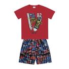 Conjunto Roupa Infantil Masculina Camiseta Manga Curta Com Bermuda Forfun Tênis Verão